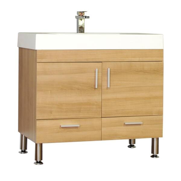 Alya Bath Ripley 35.37 in. W x 18.75 in. D x 33.38 in. H Vanity in Light Oak with Acrylic Vanity Top in White with White Basin