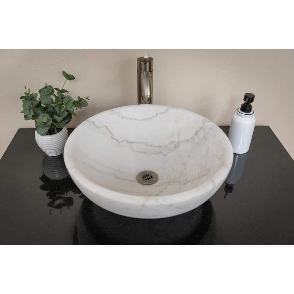 Echo 17'' Honed White Marble Circular Bathroom Sink