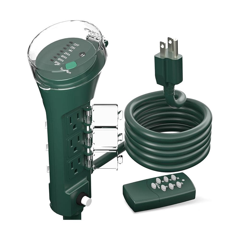 6-Outlet Outdoor Power Stake Timer Surge Protector Power Strip with 100 ft. Wireless Remote and 6 ft. Cord, Green price history on PriceWatchPro
