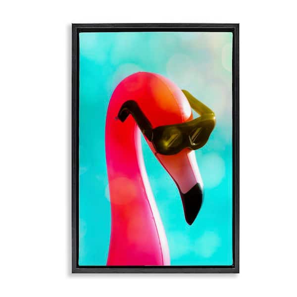 Stupell Industries Flamingo Basking in Bokeh by Graffi tee Studios Black Floater Frame Animal Graphic Art Print 25 in. x 17 in.