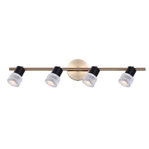 Elsee 2.4 ft. Gold and Matte Black Halogen Wall Mounted Hard Wired Track Lighting Kit with Cylinder Head