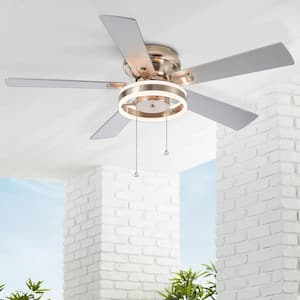 Cornelius 52 in. Integrated LED Indoor Hugger Satin Nickel Ceiling Fan with Light and Pull Chain Included