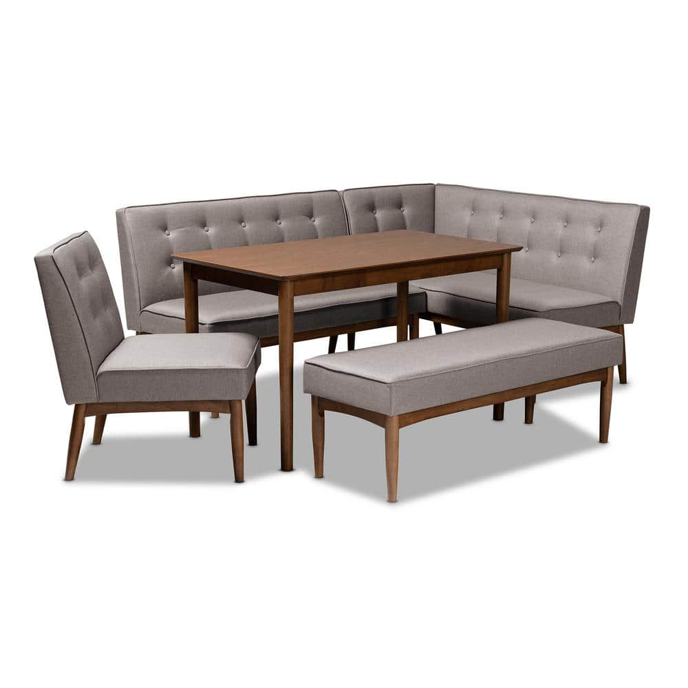 Radius Greystone Banquet Corner Nook 5-Piece Set in Grey Oak