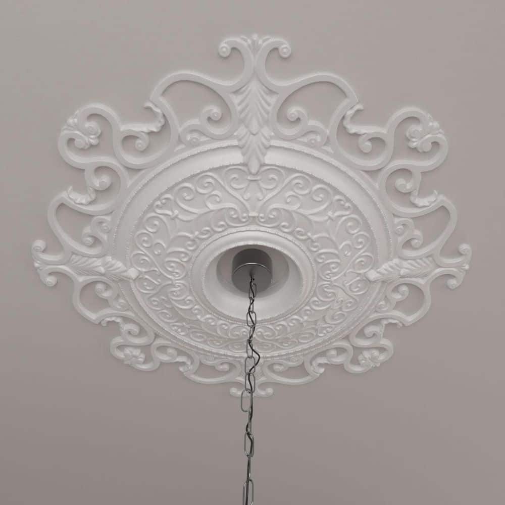 Primed Gray Round Traditional Wood Ceiling Medallion