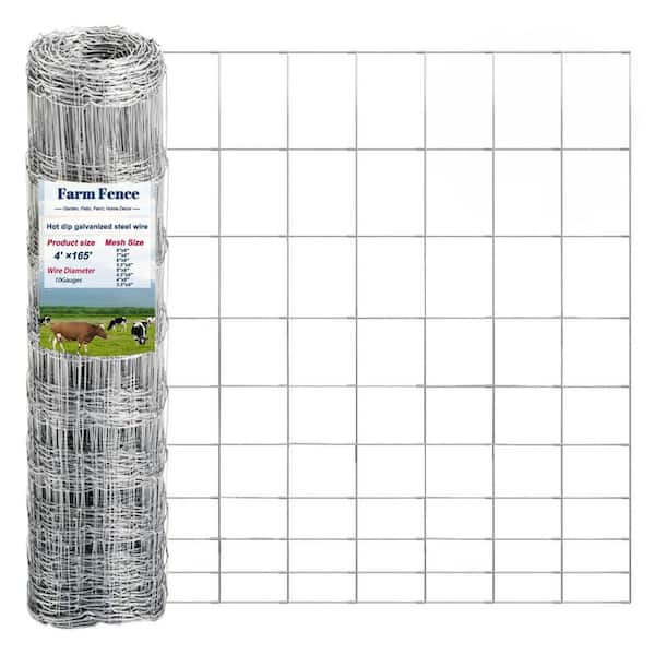 48 in. x 165 ft. 10-Gauge Reinforced Hot-Dip Galvanized Wire Mesh for Yard Livestock Animal Protection Precision Welding