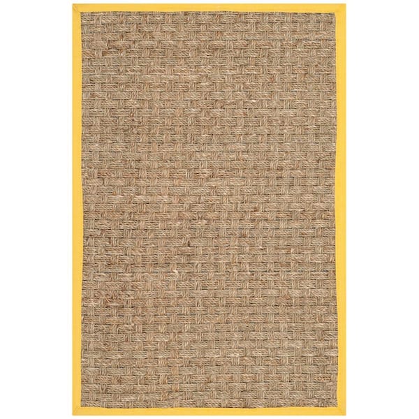 Natural Fiber Beige/Gold Doormat 2 ft. x 3 ft. Border Area Rug