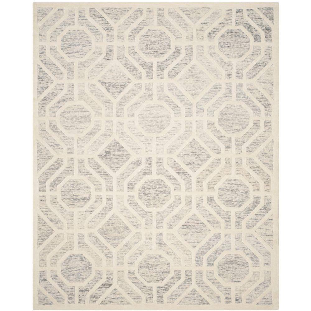 Elegant Cambridge Light Grey & Ivory 5' x 8' Hand-Tufted Wool Rug