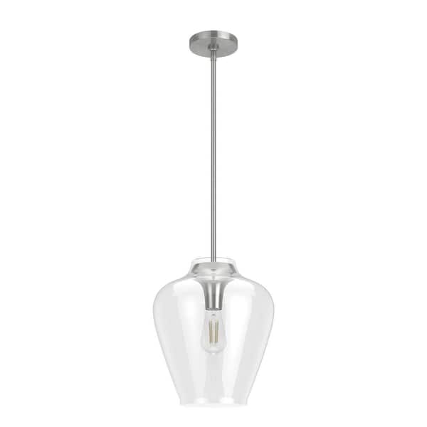 Vidria 1 Light Brushed Nickel Pendant with Glass Shade Kitchen Light
