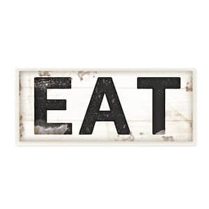 7 in. x 17 in. "EAT Typography Vintage Sign" by Jennifer Pugh Printed Wood Wall Art
