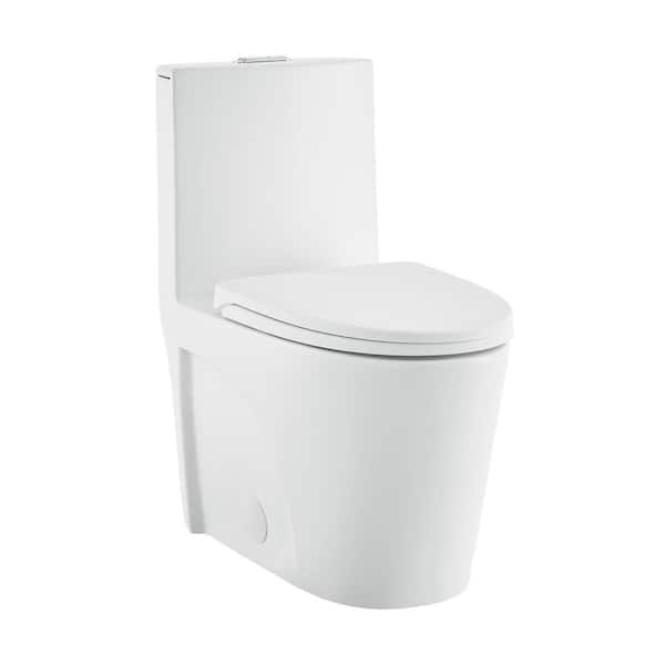 Swiss Madison St. Tropez 1-Piece 1.1 GPF/1.6 GPF Dual Flush Elongated Toilet in Matte White Seat Included