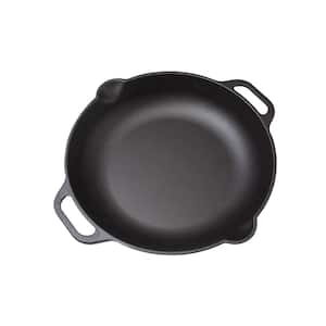 Victoria Cast Iron Pan with Two Side Handles Comal Griddle Seasoned with 100% Kosher Certified Non-GMO Flaxseed Oil 10 black