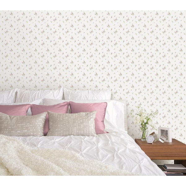 Miniatures 2 Yellow/Pink/Green/White Tiny Rose Cluster Design Matte Finish Non-Pasted Vinyl Non-Woven Wallpaper Sample