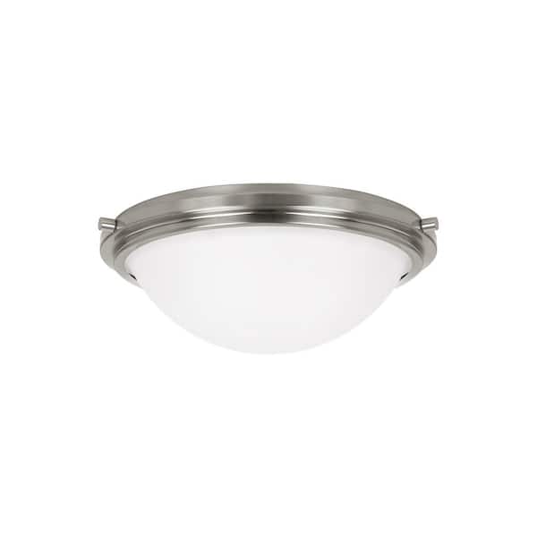 Generation Lighting Winnetka 2-Light Brushed Nickel Flush Mount with LED Bulbs