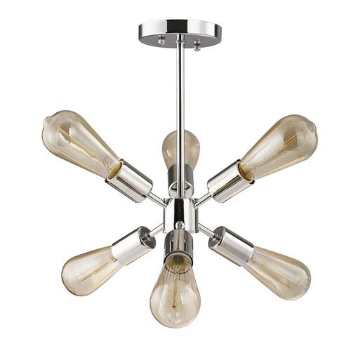 Leonie 16.5 in. 6-Light Chrome Sputnik Semi-Flush Mount Flush Mount Ceiling Lights