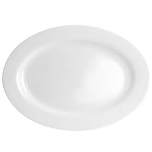 13 in. x 18 in. x 1.5 in. White Fine Ceramic Oval Serving Platter