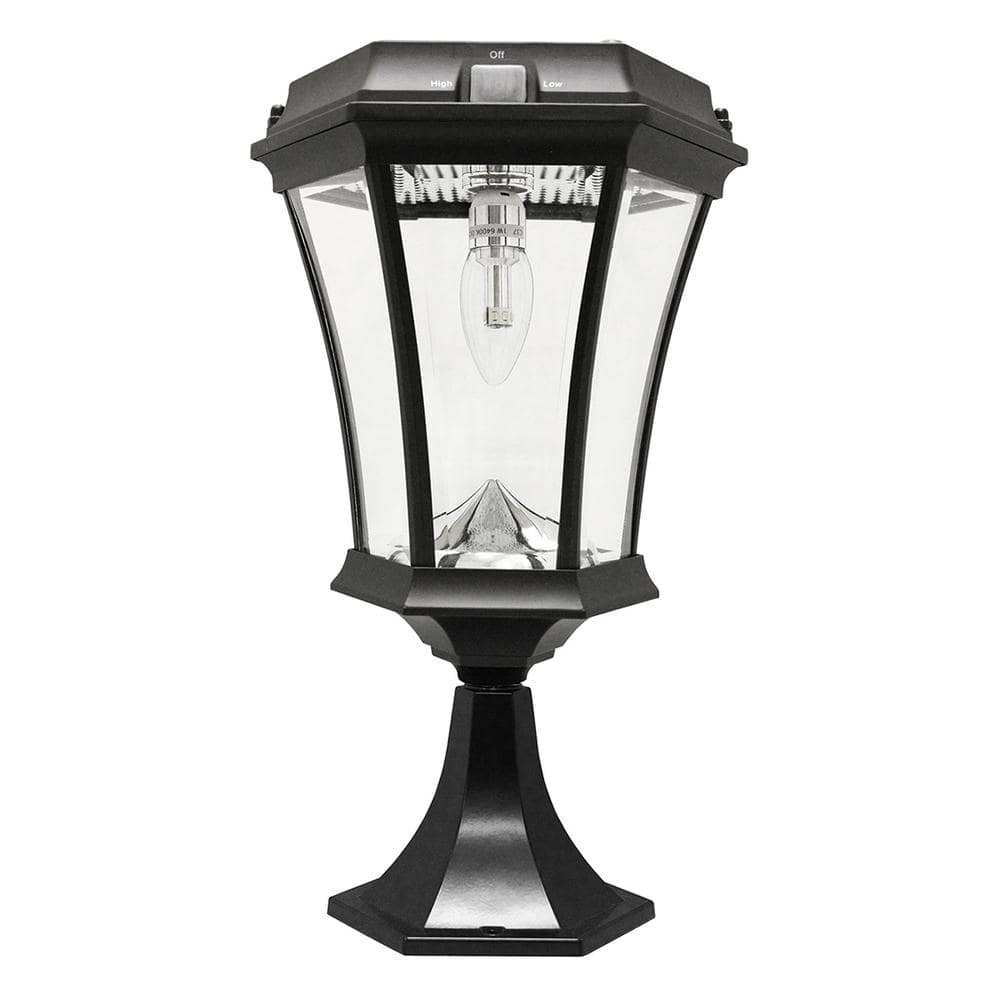 Victorian Black Aluminum Solar LED Lamp Post with Motion Sensor