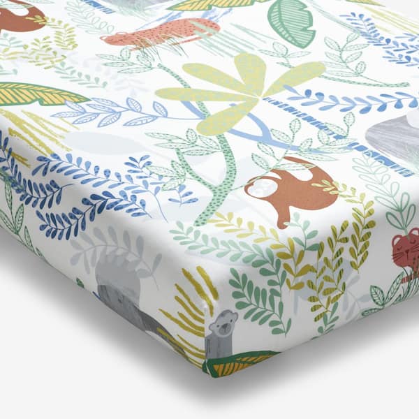 The Company Store Company Kids Jungle White Multi Cotton Crib Sheet ...