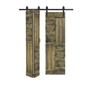 72 in. x 84 in. (18 in. x 84 in. x 4 Panels) Aged Barrel Solid Core Wood Bi-fold Doors with Hardware Kit Assembly Needed