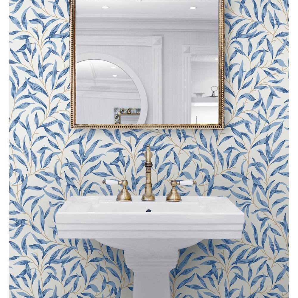 Blue Lake Botanical Peel and Stick Vinyl Wallpaper