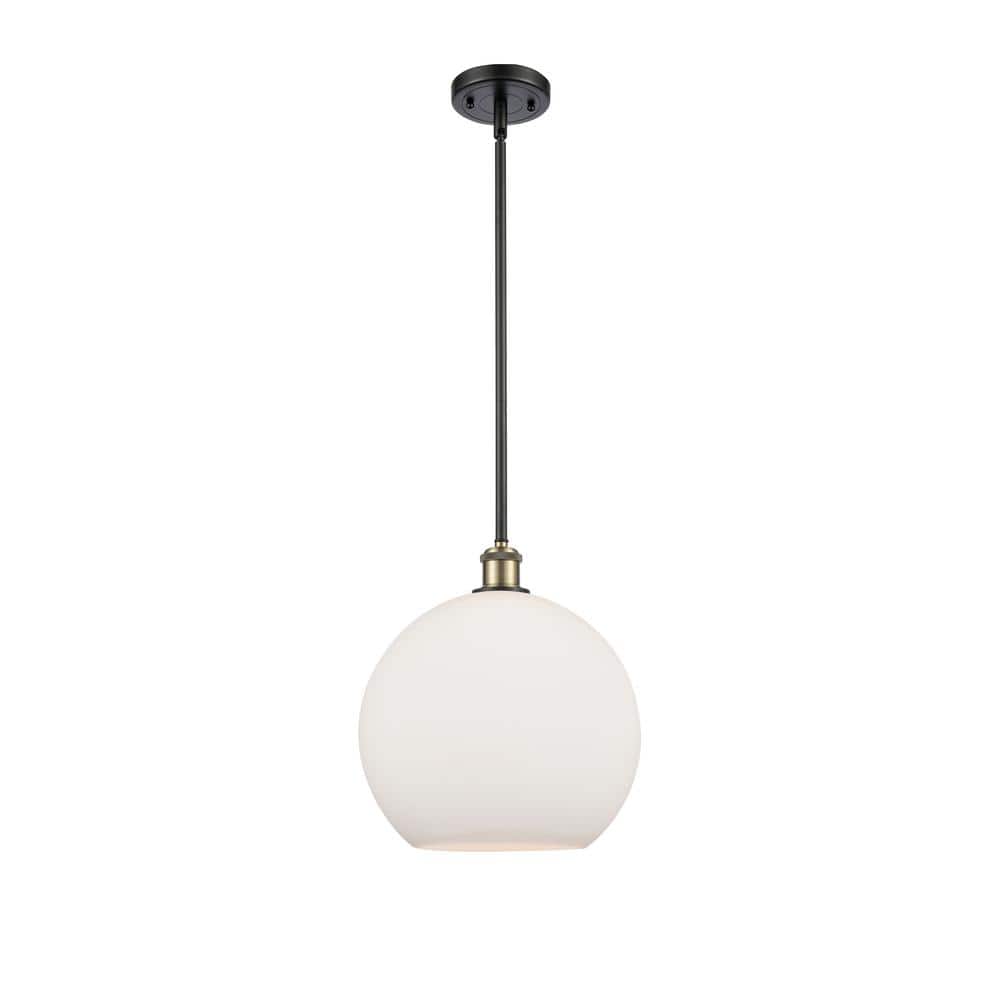 Athens 60-Watt 1 Light Black Antique Brass Shaded Mini Pendant Light with Frosted glass Frosted Glass Shade price history on PriceWatchPro