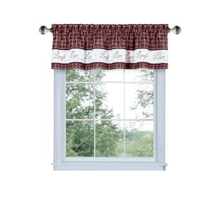 Live, Love, Laugh 14 in. L Polyester Window Curtain Valance in Burgundy