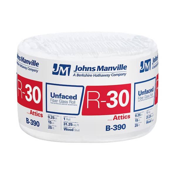 Johns Manville R-30 Unfaced Fiberglass Insulation Roll 15 in. W x 25 ft. L