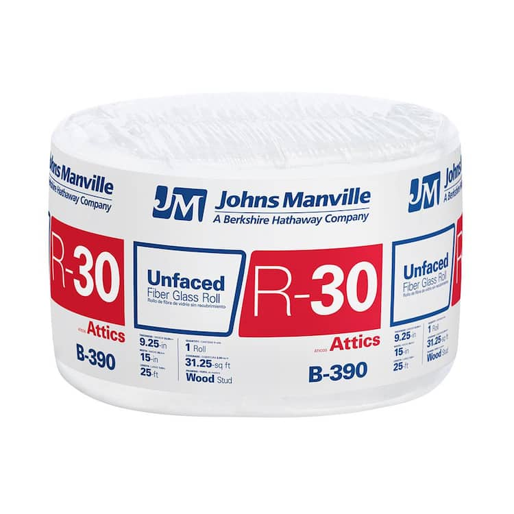 Johns Manville R-30 Unfaced Fiberglass Insulation Roll 15 in. W x 25 ft. L