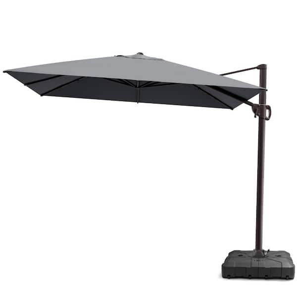 Pellebant 9 ft. x 11.5 ft. Heavy-duty Cantilever Offset Patio Umbrella with 360-degree Rotation in Gray and Base