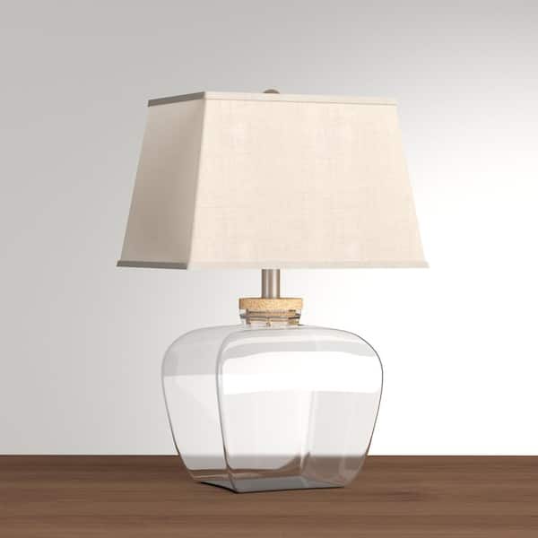 Clear Glass Table Lamp With Linen Shade, Clear Glass Lamp Shades For Table Lamps