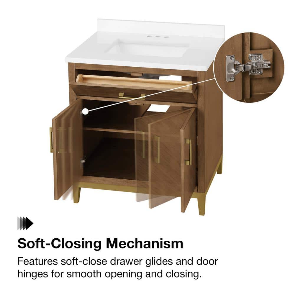 Macchiato 30-Inch Single Sink Vanity with Gold Accents