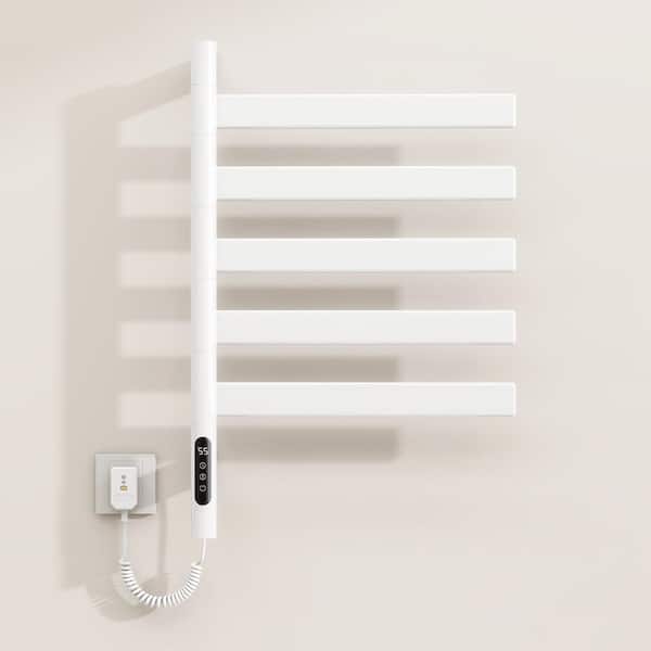 MYCASS Rotary Model 5-Bar Plug-In 150-Watt Towel Warmer Smart Touch Screen Digital Display High Waterproof level in White