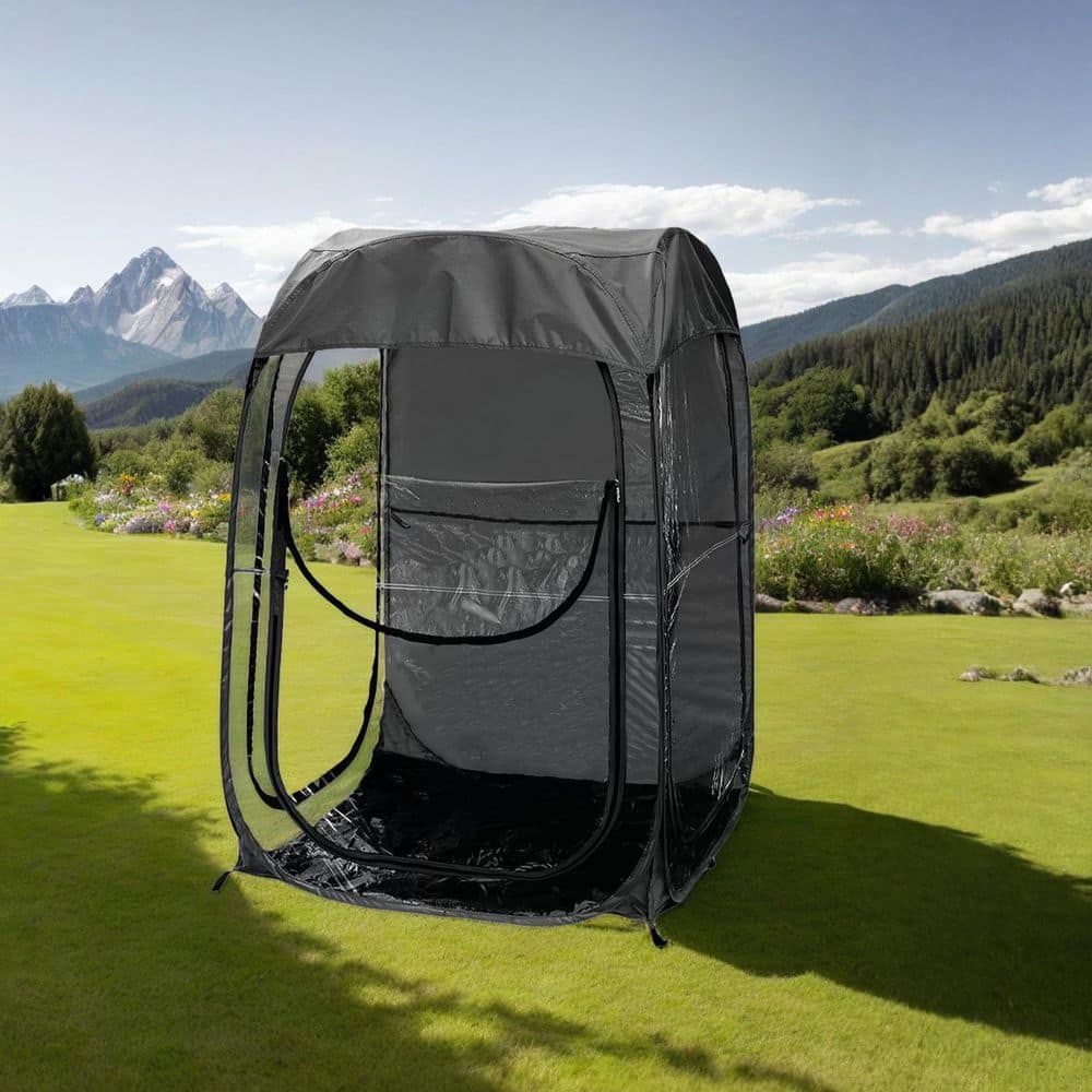39 ft. x 39 ft. Black Portable Pop-Up Canopy Ideal Shelter for Outdoor ...