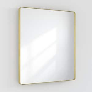 36 in. W x 32 in. H Rectangular Framed Wall Mounted Bathroom Vanity Mirror in Brushed Gold