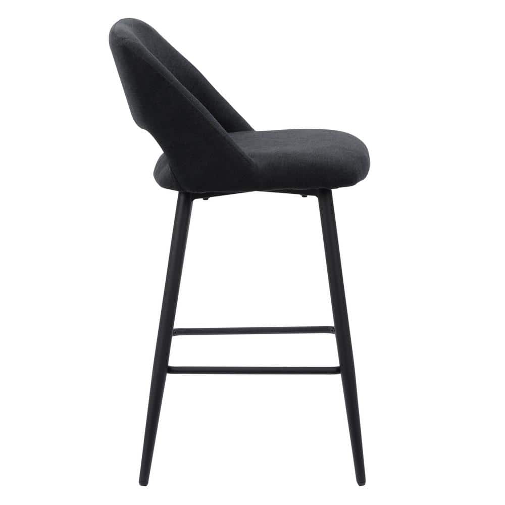 Elegant Luxe Black Velvet 28'' Barstool with Modern Iron Legs
