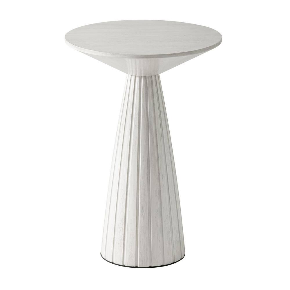 White Wood Pedestal Round End Table for Small Spaces