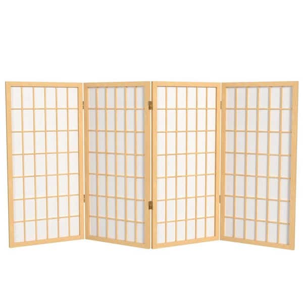 3 ft. Short Window Pane Shoji Screen - Natural - 4 Panels