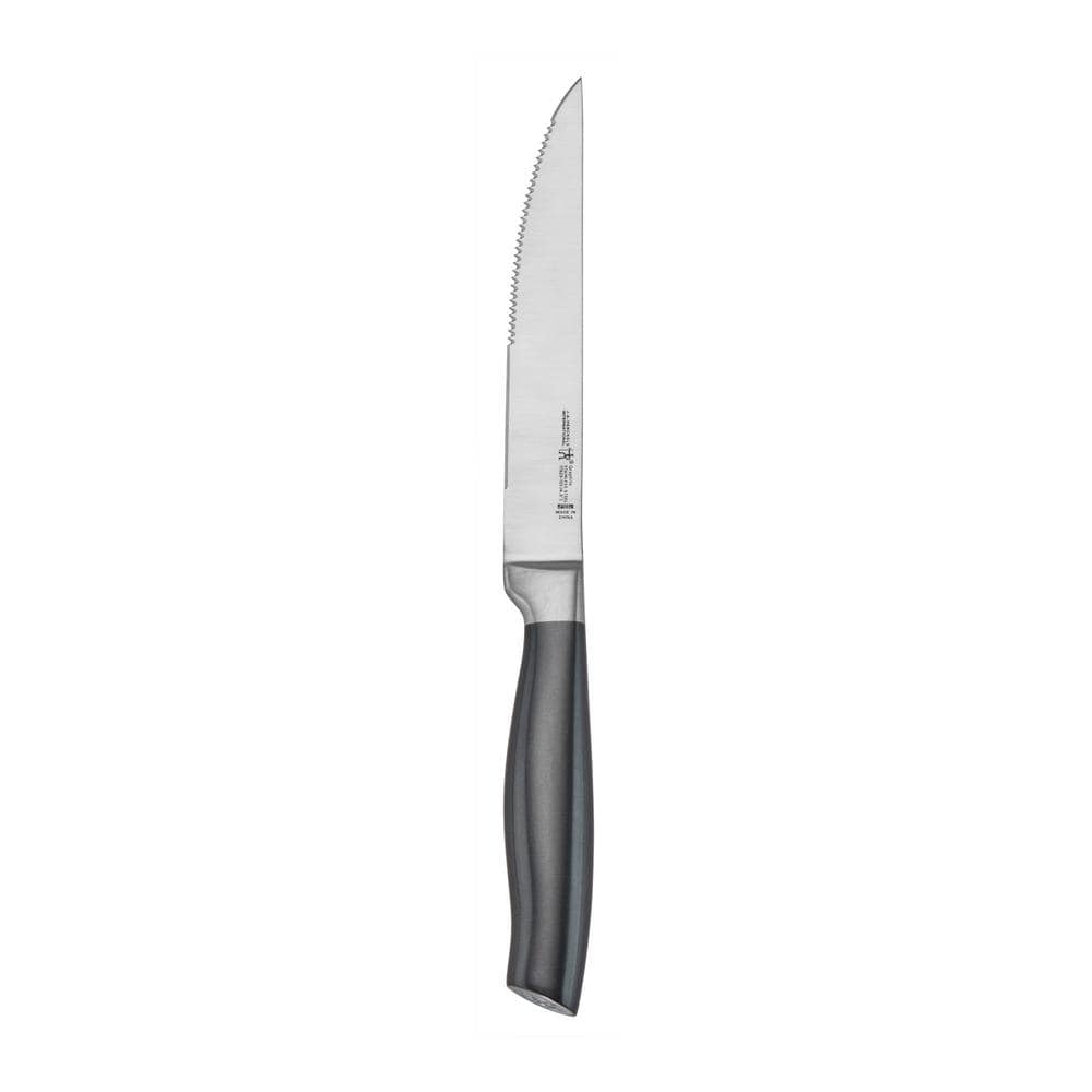 HENCKELS Graphite 13-Piece Knife Set with Block, Kitchen Knife Sharpener, Chef Knife, Steak Knife, Black, Stainless Steel