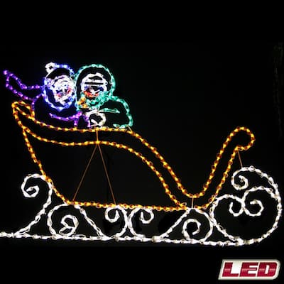 48 in. Multi-Metal Frame Victorian Sleigh Christmas Decor with 272 LED Lights