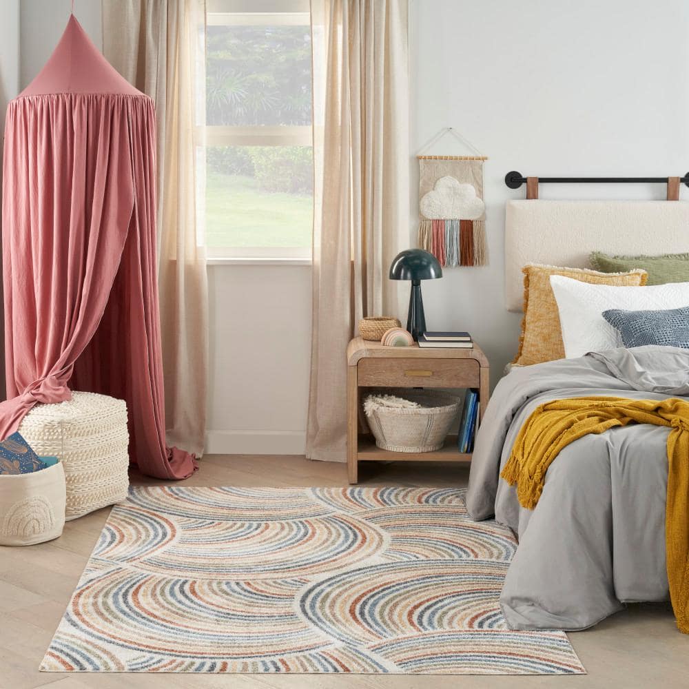 Multicolor Abstract Rectangular 4' x 6' Synthetic Rug