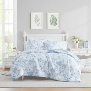 Laura Ashley Quartet Reversible 7-Piece Light Blue Microfiber