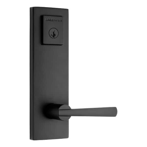 Baldwin Prestige Spyglass Matte Black Universal Entrance Door Handleset Featuring SmartKey Security