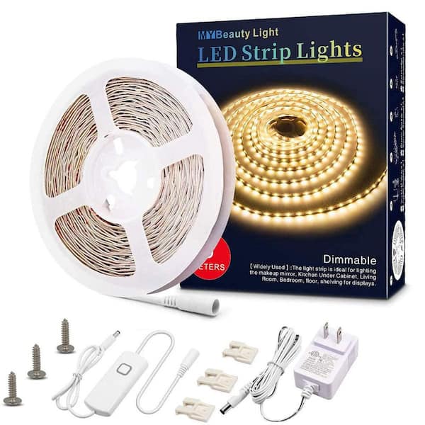 White 16.4 ft. Integrated LED Dimmable LED Light Strip 12-Volt Flexible LED Rope Lights Kit, Kitchen Strip Light Fixture
