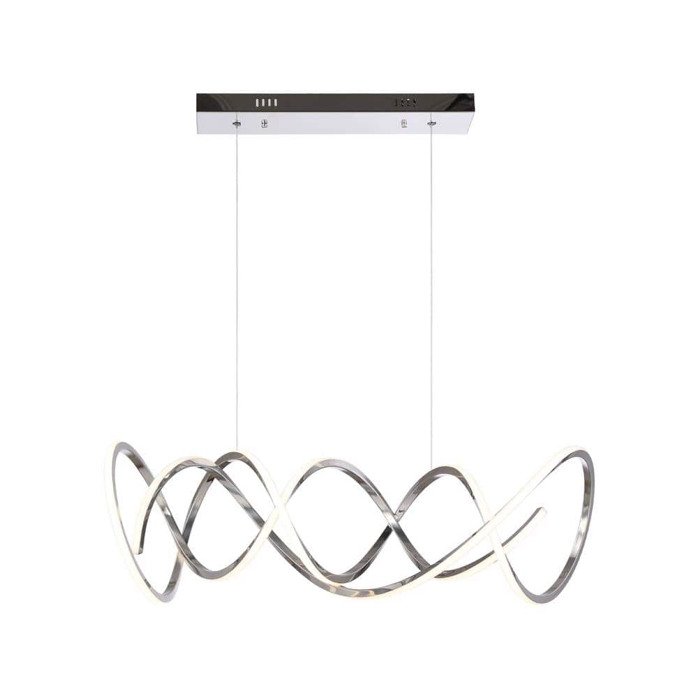 Limitless 1-Light Integrated LED Silver Luxury Chandelier, Kitchen Island P