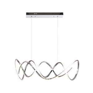 Limitless 1-Light Integrated LED Silver Luxury Chandelier, Kitchen Island Pendant Lamp