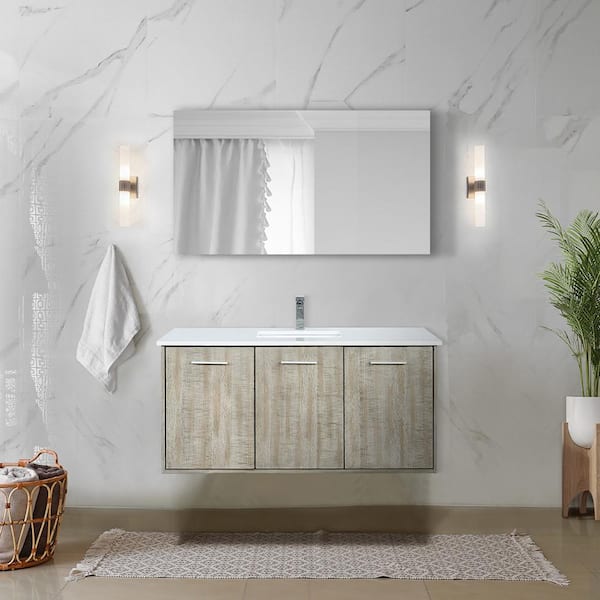 Lexora Fairbanks 48 in W x 20 in D Rustic Acacia Bath Vanity, Cultured Marble Top and Chrome Faucet Set