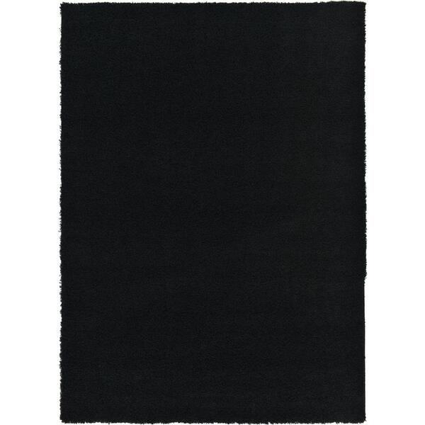 Unique Loom Solid Shag Jet Black 7 ft. x 10 ft. Area Rug