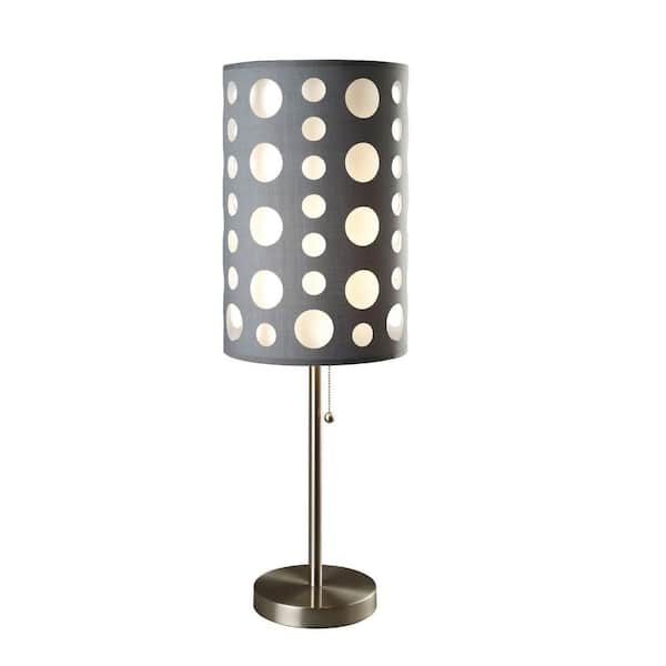 HomeRoots 33 in. Gray Standard Light Bulb Bedside Table Lamp