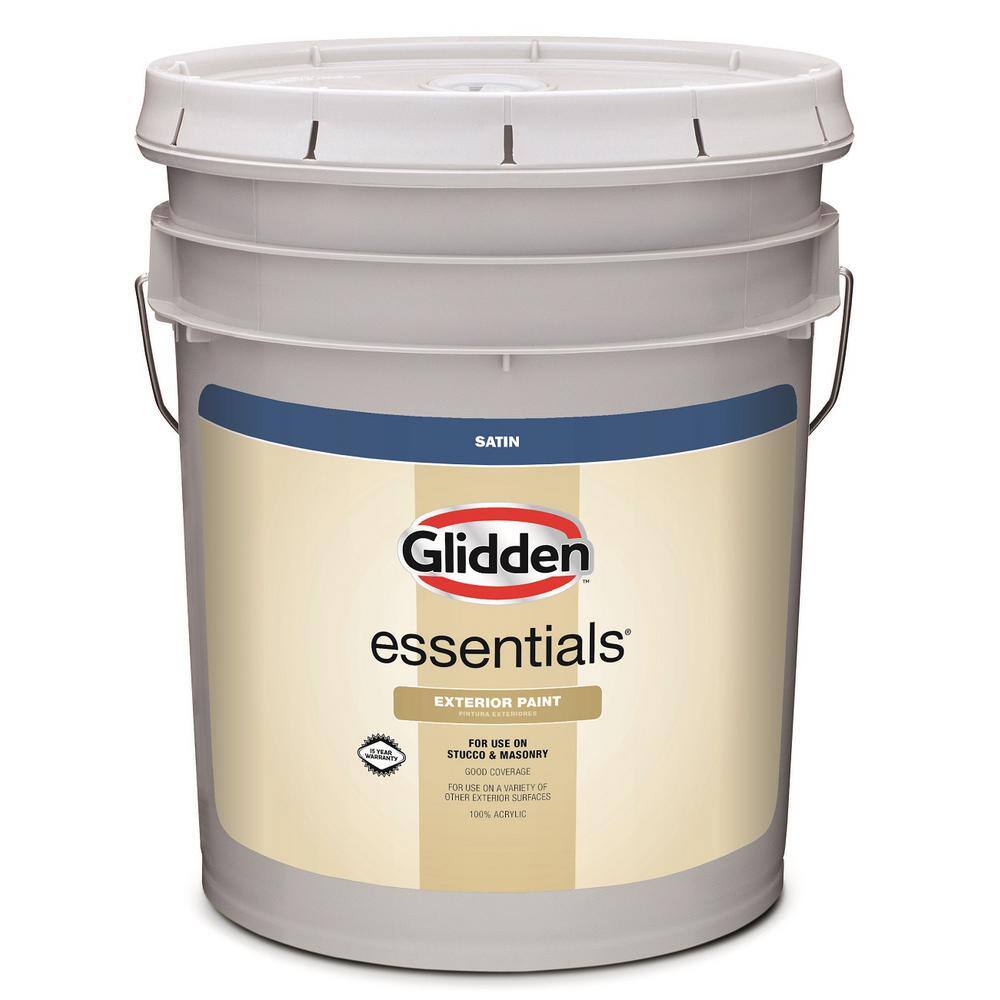 Glidden Essentials 5 gal. White/Base 1 Satin Exterior Paint GLE-9011N ...