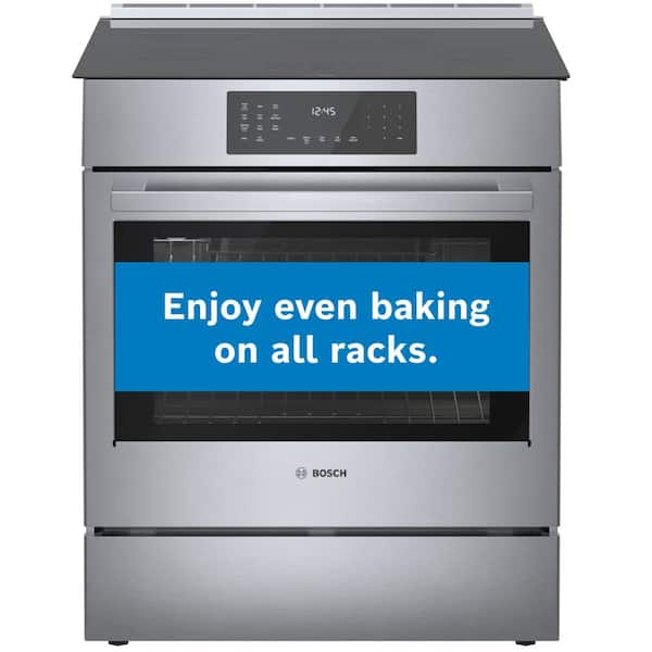 Bosch 800 Series 30 in. 4.6 cu. ft. Slide-In Induction Range with Self-Cleaning Convection Oven in Stainless Steel