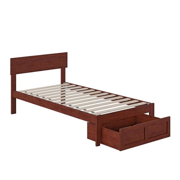 AFI Boston Walnut Twin Solid Wood Storage Platform Bed With Foot Drawer ...